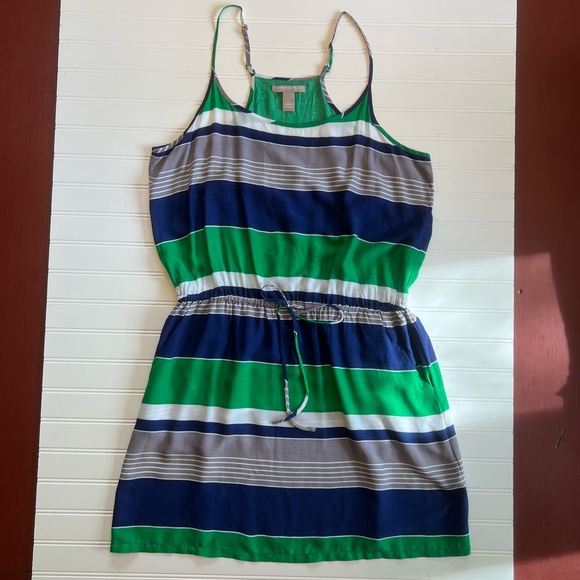 Banana Republic‎ Blue & Green Striped Sundress Size L - Picture 2 of 10